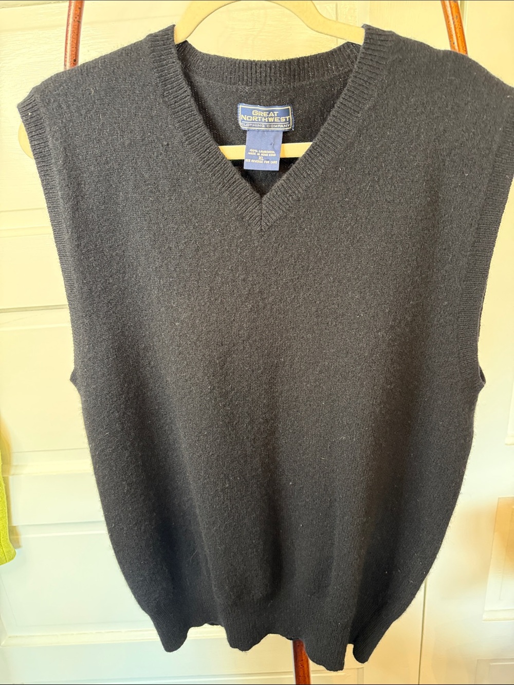 Vintage Lambswool Sweater Vest Black XL Minimalist Grandpa Core Preppy